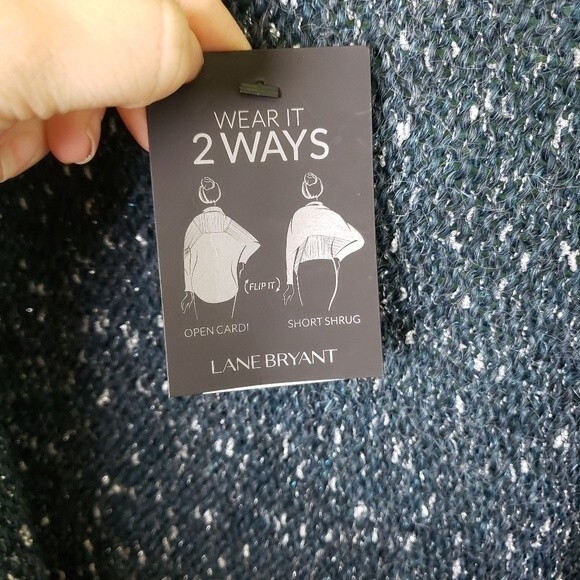 Lane Bryant NWT Women's Draped Blue Silver Open Cardi Shrug Jacket Size 26/28 - Picture 10 of 13